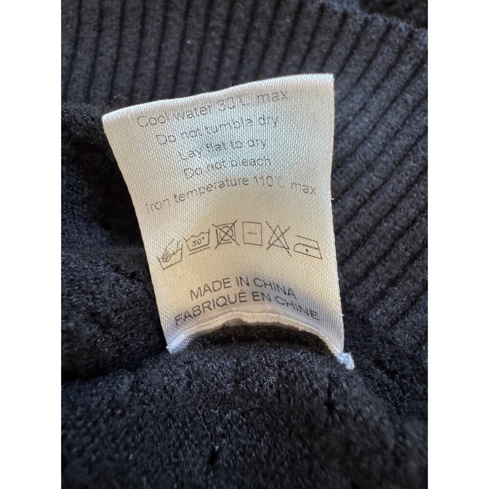 Black Semi-Sheer V-Neck Short Sleeve Sweater - Picture 7 of 7